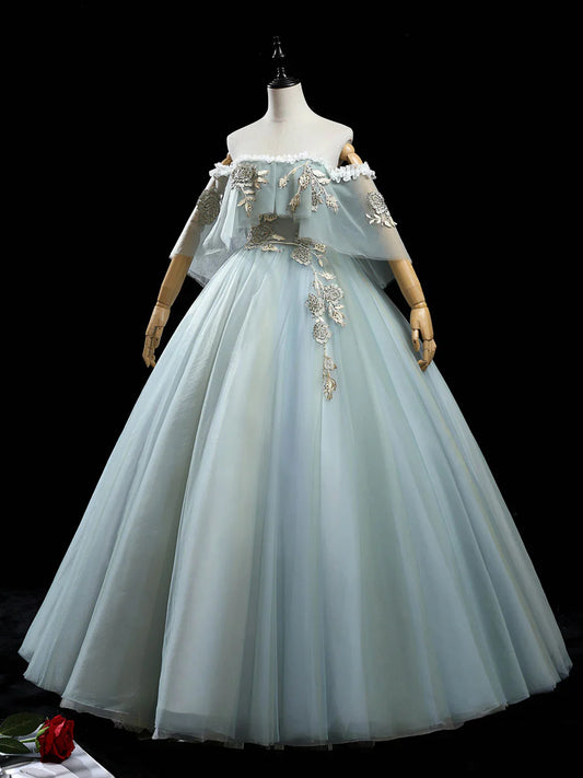 Vestido de fiesta largo de tul con encaje en forma de A, color gris y verde, vestido de noche de encaje ED0883