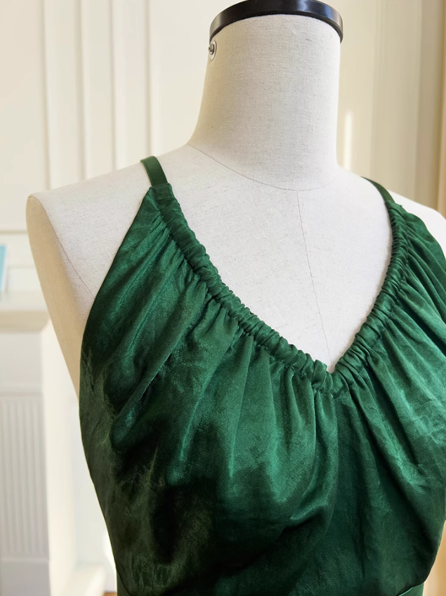 Green A-line V-neck Satin Short Formal Dress, Green Homecoming Dress ED0945