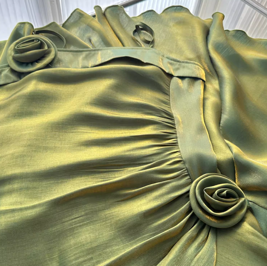 Vestido de cumpleaños con tirantes y volantes de cola de pez ED0950