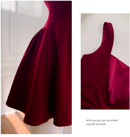 Burgundy A-line Spaghetti Strap Short Prom Dress Homecoming Dress ED0958