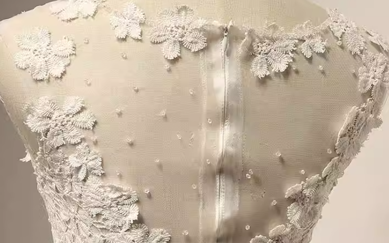 Vestido de fiesta corto de tul blanco con encaje en forma de A, vestido de dama de honor blanco ED0970