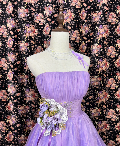 Cute Purple A Line One Shoulder Flower Satin Tulle  Homecoming Dress Cocktail Dress SH3741