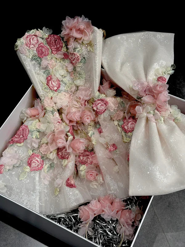 Pink Flower A Line Sweetheart Neck Sequin Tulle Mini Homecoming Dress Cocktail Dress SH3699