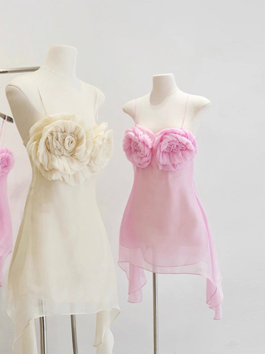 Vestidos de fiesta cortos rosas con tirantes finos, corte A, elegantes y cortos, para cóctel, de noche, para 16 cumpleaños, DH2775