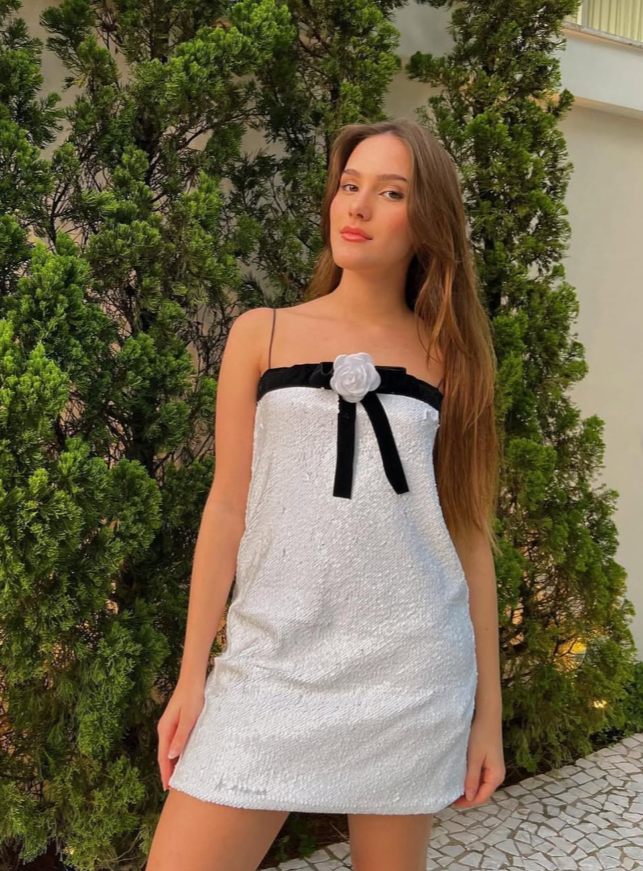 Camellia A Line Spaghetti Strap White Sequin Short Homecoming Dress Cocktail Dress SH3906