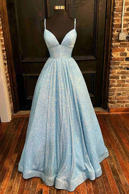 Stunning A-Line Long Plus Size Prom Dresses Sequins Formal Dress GP290