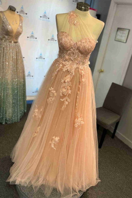 Vestido de fiesta lavanda con escote corazón y un hombro con flores, vestidos de graduación con aberturas