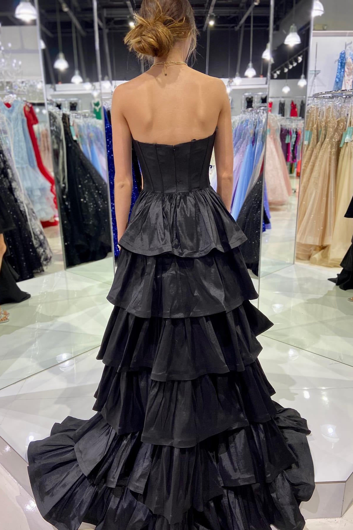 Sweetheart Fuchsia Tiered Hi-Low Prom Dresses, Long Party Dress GP543