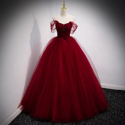Vestido de fiesta de tul color burdeos de cuento de hadas para 16 años, vestido de fiesta de princesa.
