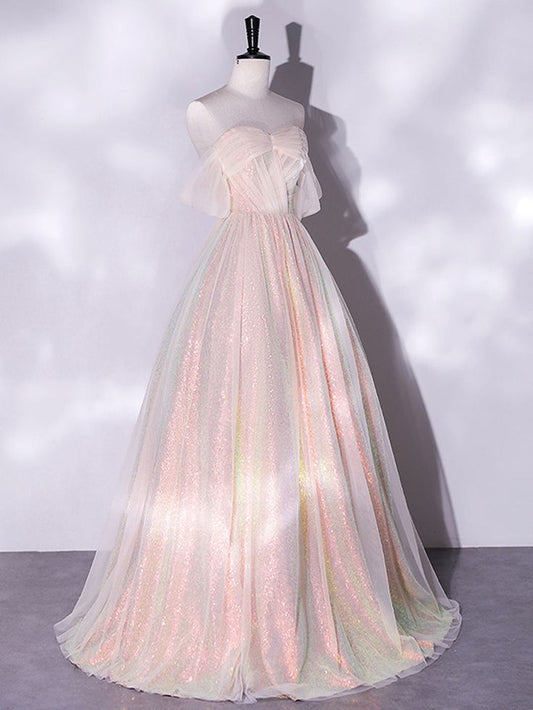 Nuevos vestidos de fiesta largos de encaje con hombros descubiertos y corte A brillante, vestidos de noche formales largos de encaje con hombros descubiertos GG083