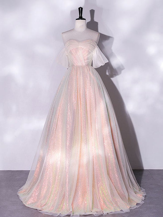 Nuevos vestidos de fiesta largos de encaje con hombros descubiertos y corte A brillante, vestidos de noche formales largos de encaje con hombros descubiertos GG083