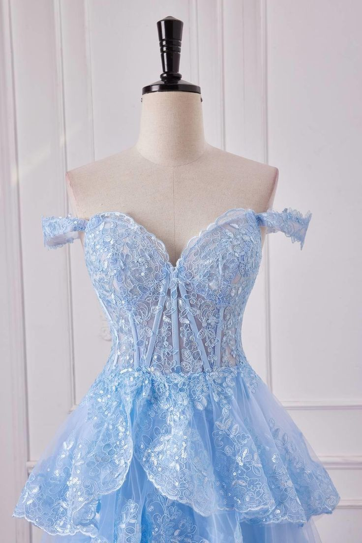Nuevos vestidos de fiesta largos con hombros descubiertos, encaje, capas de lentejuelas y volantes, vestidos de noche formales largos GG084