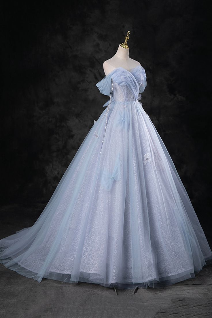 Delicados vestidos de fiesta largos en azul perla con hombros descubiertos, vestidos de noche formales largos con hombros descubiertos GG086