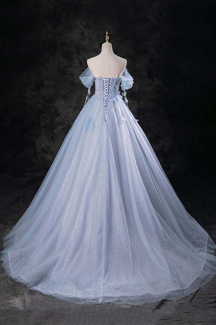 Delicados vestidos de fiesta largos en azul perla con hombros descubiertos, vestidos de noche formales largos con hombros descubiertos GG086