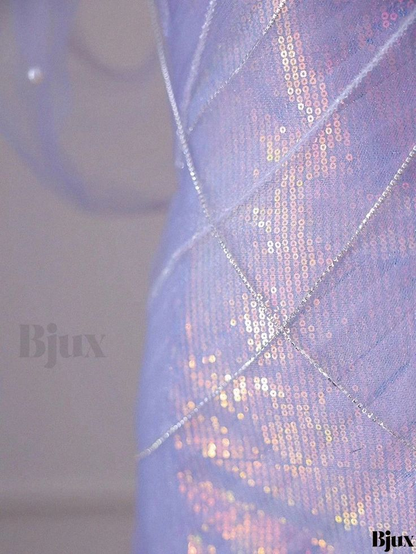 Nuevos y exquisitos vestidos de fiesta largos de sirena con hombros descubiertos, color lila, con lentejuelas y cuentas, vestidos de noche GG105