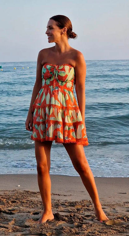 Vestido corto elegante de gasa con cuello halter y tirantes finos, corte en A, para fiesta de bienvenida y noche, GG1070