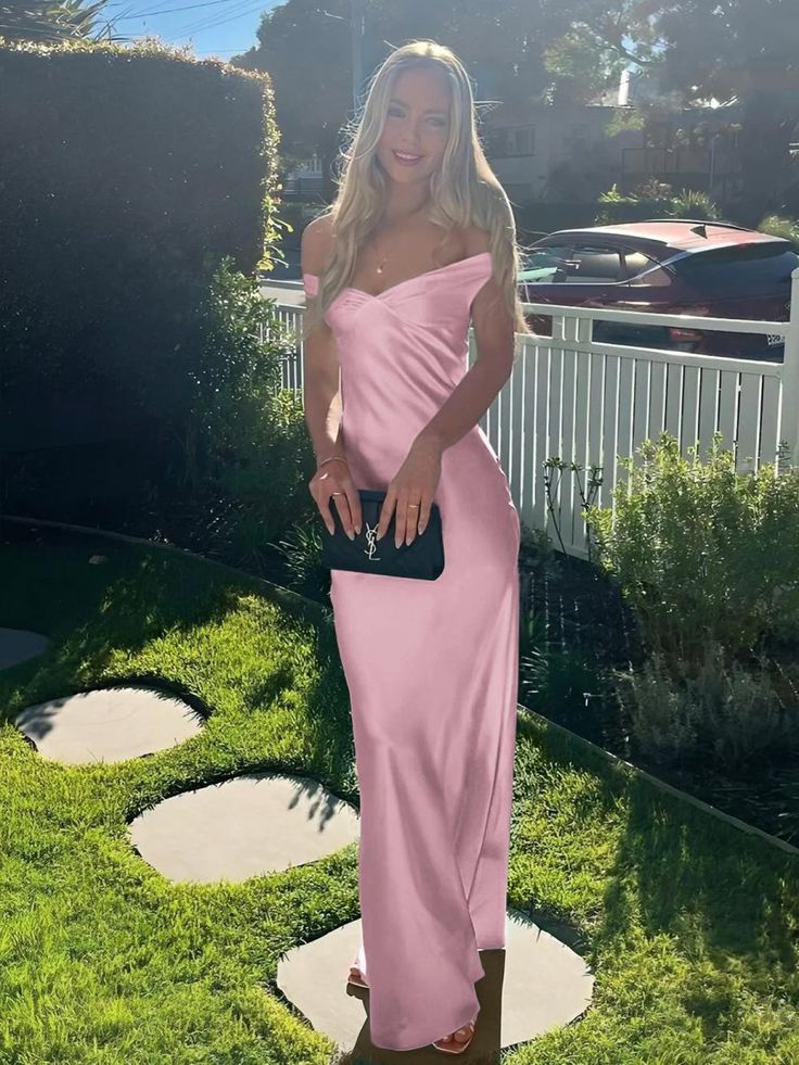 Vestido de fiesta largo de satén con hombros descubiertos y corte sirena, vestido de noche GG1231