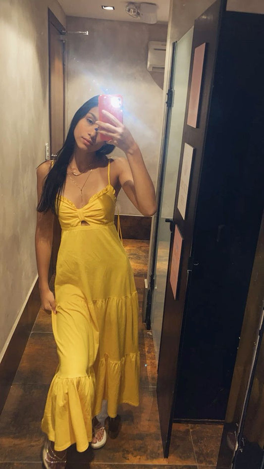 Vestido de fiesta largo de satén amarillo con tirantes finos y corte en A, vestido de noche GG1273