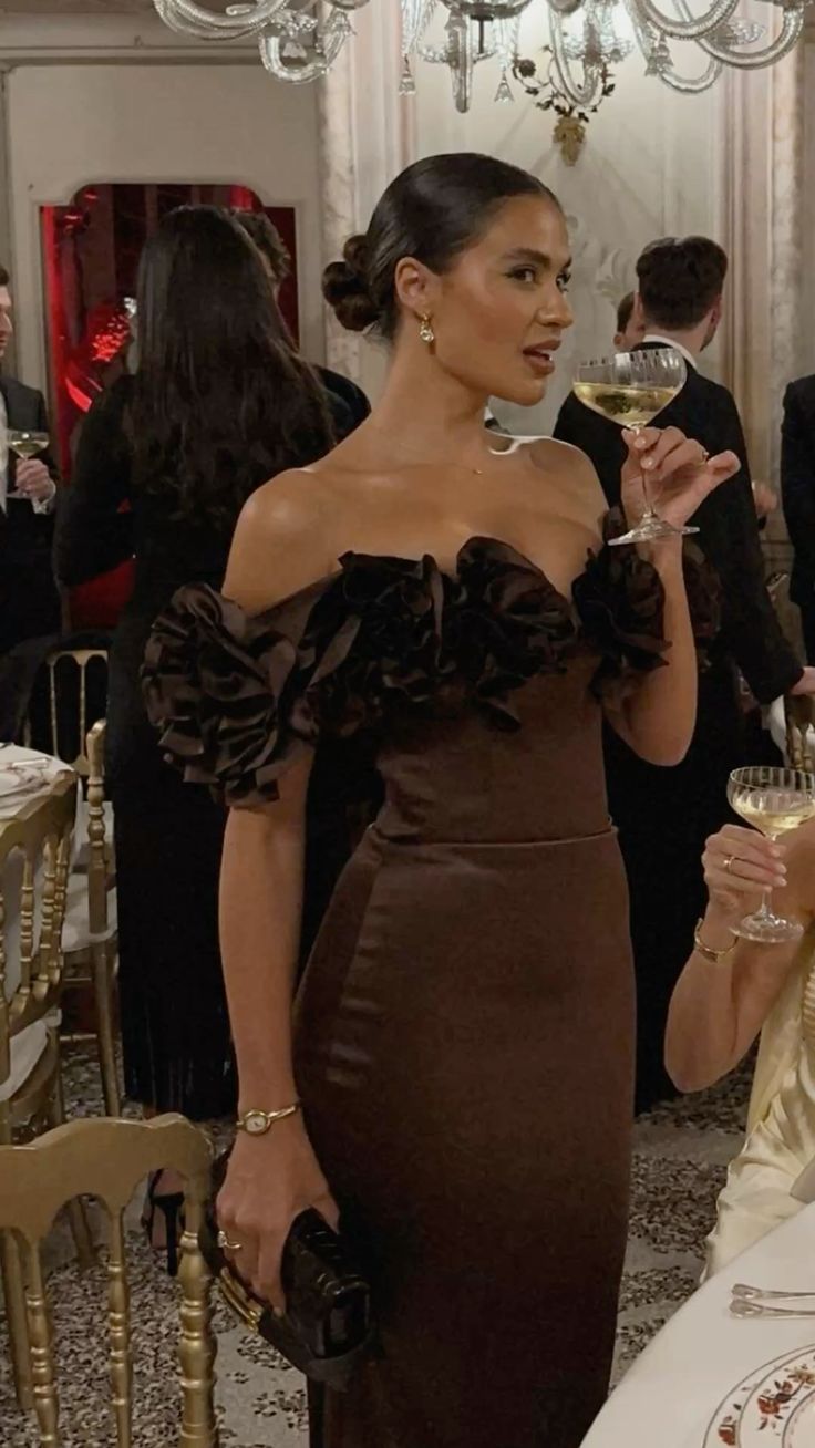 Elegant Mermaid Off The Shoulder Chocolate Satin Long Prom Dress,Evening Dress GG1283