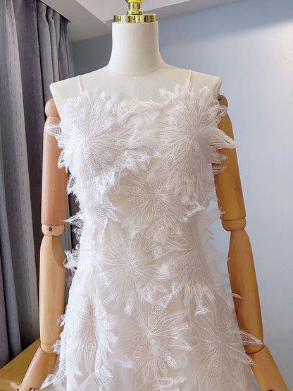 Vestido coreano corto de encaje blanco con tirantes finos, corte A, para fiesta de bienvenida y noche, GG1447