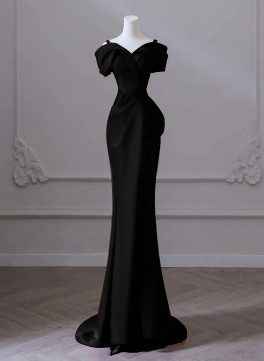 Vestido de fiesta largo de satén con escote corazón y hombros descubiertos, estilo sirena, elegante, vestido de noche GG175