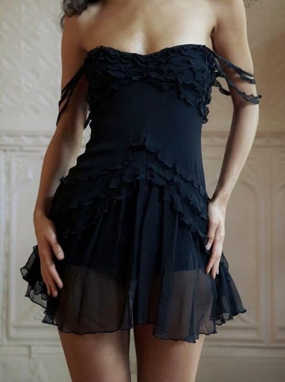 Vestido de fiesta corto de gasa con hombros descubiertos, elegante, corte A, para regreso a casa y noche GG1814