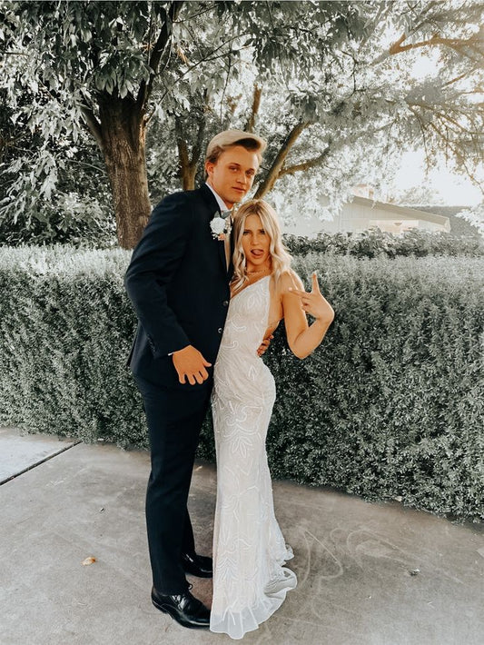 Sexy Mermaid Halter V Neck White Chiffon Long Prom Dress,Evening Dress GG1920