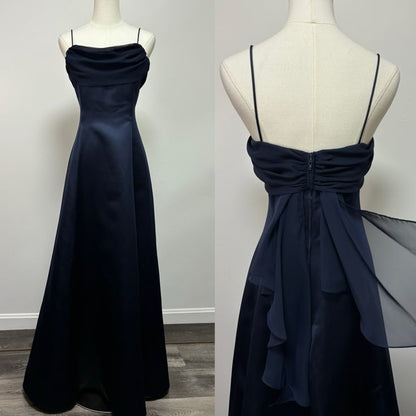 Elegant A Line Spaghetti Straps Satin Chiffon Long Prom Dress,Evening Dress GG1947