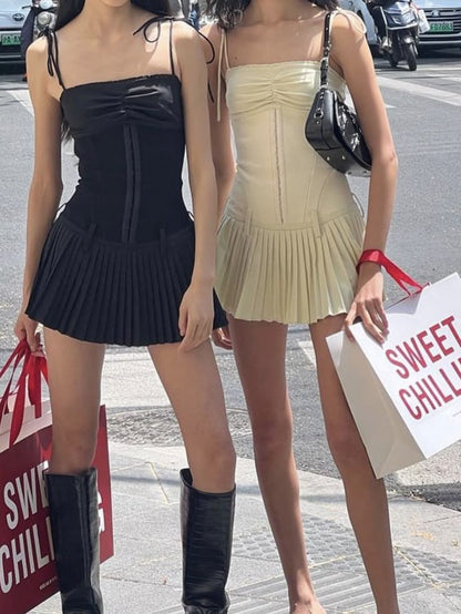 Vestido de fiesta corto de poliéster con tirantes finos, corte en A, sexy, para regreso a casa y noche, GG1994