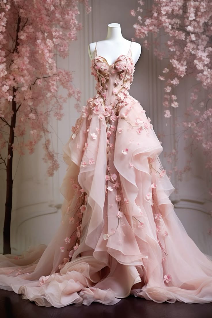 Fairy A Line Spaghetti Straps Pink Tulle Applique Long Prom Dress,Evening Dress GG2010