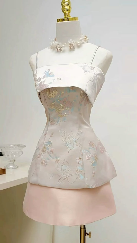 Vestido de fiesta corto con estampado de sirena y tirantes finos, glamuroso, para regreso a casa y noche, GG2045