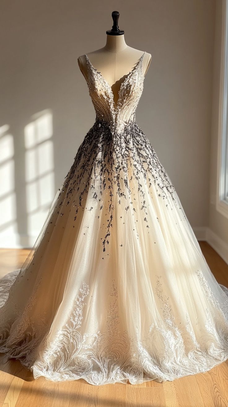 Elegante vestido de fiesta largo con escote en V, tul, lentejuelas, encaje y cuentas, vestido de novia o de noche GG2056