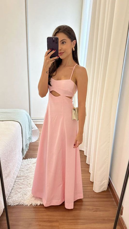 Classy A Line Spaghetti Straps Pink Satin Long Prom Dress,Party Dress,Evening Dress GG2201
