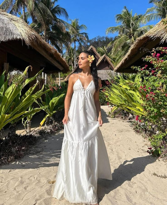 Elegant A Line Halter White Satin Long Prom Dress,Party Dress,Evening Dress GG2226