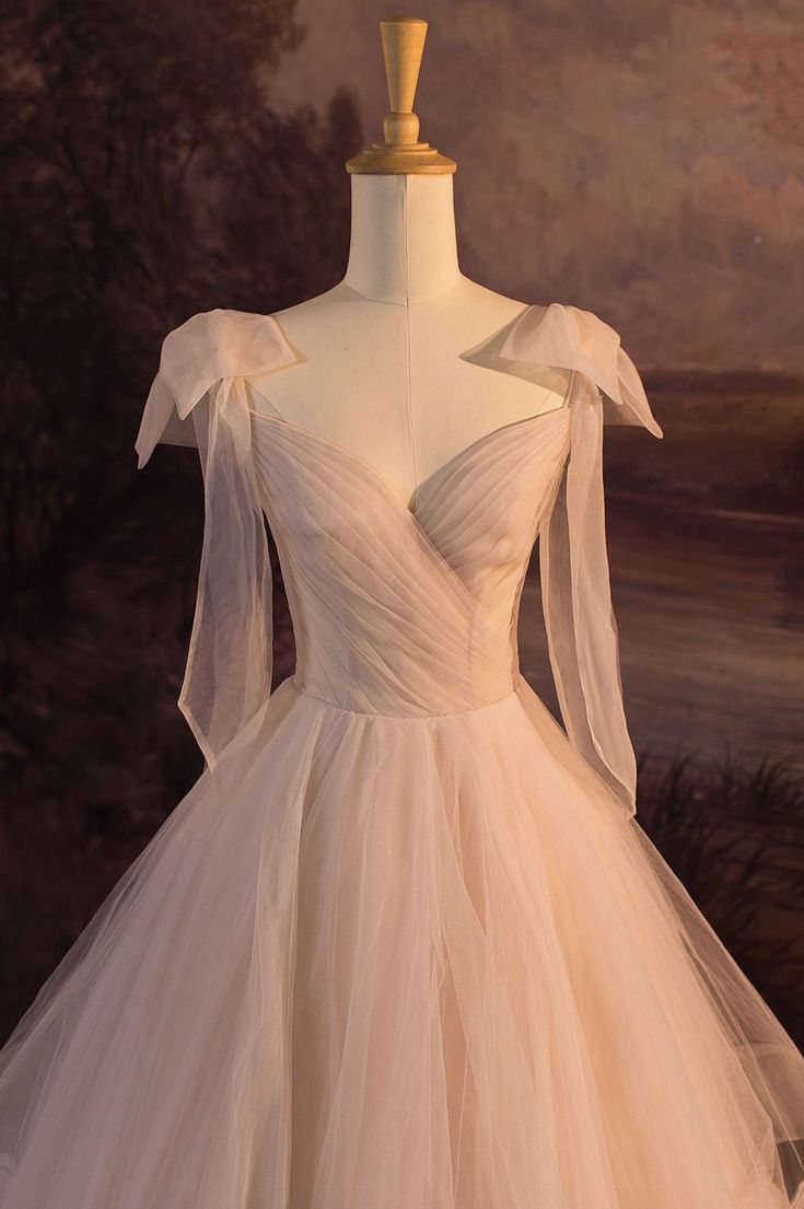 Hermoso vestido de fiesta largo de tul rosa ruborizado con tirantes finos, vestido de novia y vestido de noche GG2314