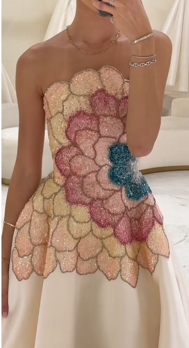Gorgeous A Line Strapless Satin Sequin Long Prom Dress,Party Dress,Evening Dress GG2336