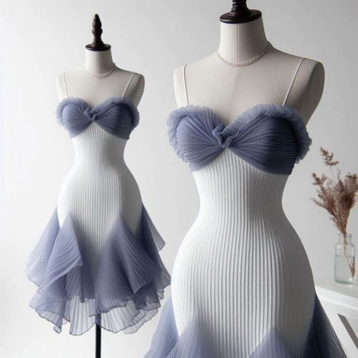 Vestido de fiesta corto plisado de gasa con tirantes finos y corte sirena, vestido de bienvenida y vestido de noche GG2341