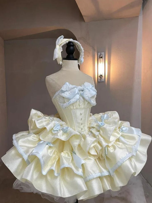 Precioso vestido de fiesta corto de satén sin tirantes, corte A, para regreso a casa y cumpleaños GG2349