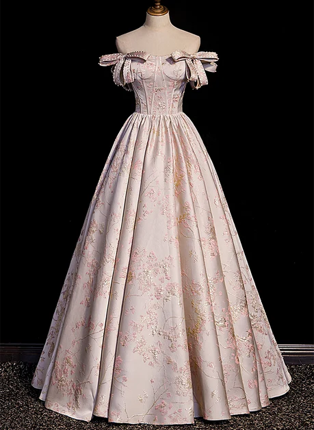 Exquisito vestido de fiesta largo rosa con escote en forma de A y hombros descubiertos, con apliques florales en forma de corazón, vestido de noche GG234