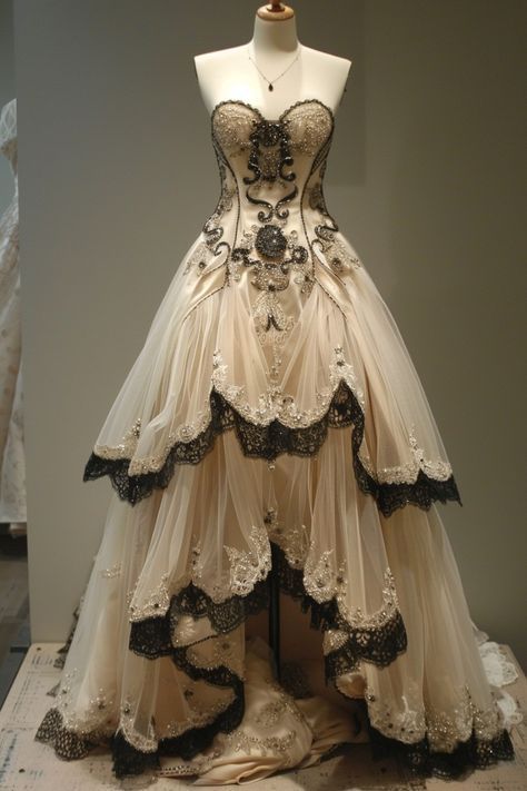 Impresionante vestido de fiesta largo de tul sin tirantes, corte A, con apliques, para novia o noche (GG2400)