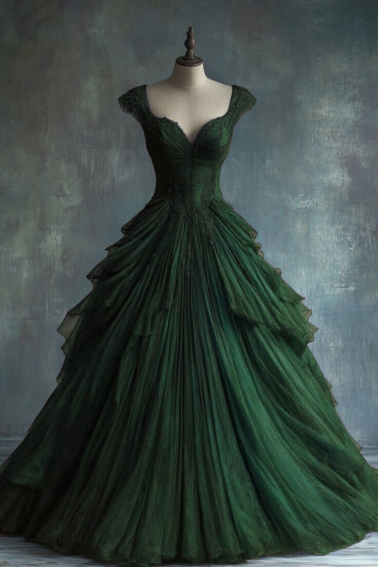 Vestido de fiesta vintage largo de tul con escote corazón, vestido de fiesta, vestido de noche GG2424