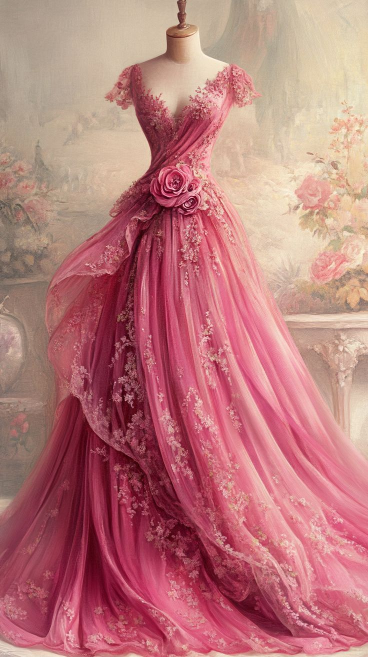 Hermoso vestido largo de fiesta, de noche, con escote en V y tul con apliques florales GG2439