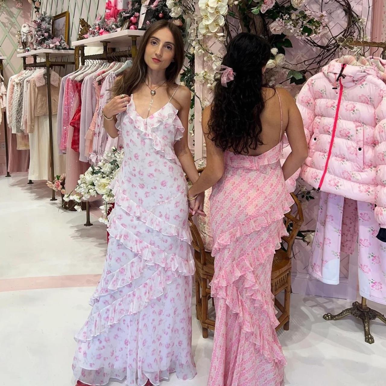 Fairy Mermaid Spaghetti Straps Chiffon Printing Ruffles Long Prom Dress, Party Dress, Evening Dress GG2449