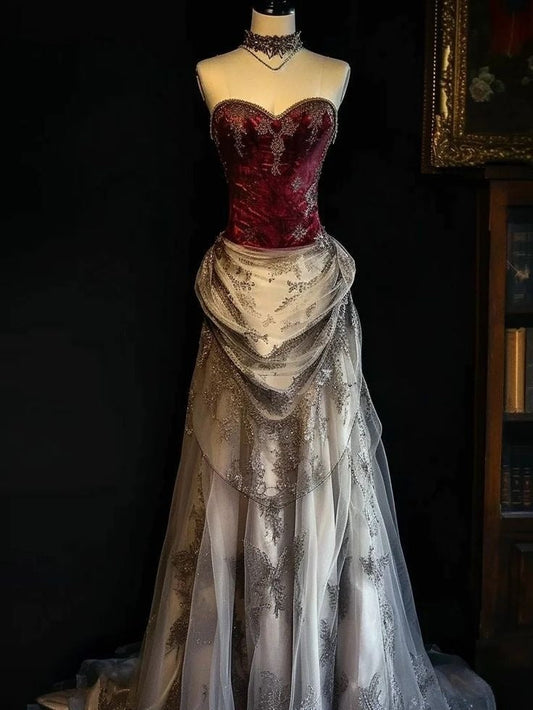 Vestido de fiesta único de tul satinado con escote en forma de A, largo, de noche, GG2489