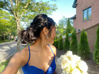 Elegante vestido de fiesta largo de sirena con tirantes finos, de satén azul rey y cuentas, para graduación, fiesta o noche GG2522
