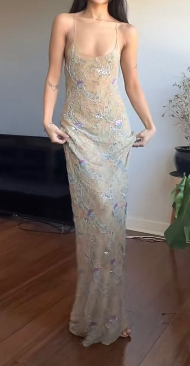 Impresionante vestido largo de fiesta, de noche y de tul con tirantes finos y corte sirena, GG2528