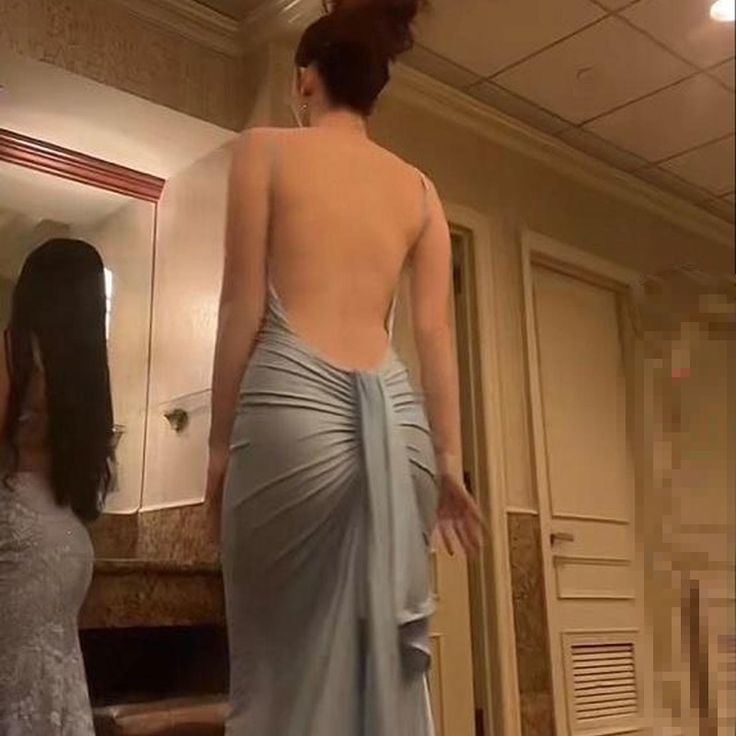 Vestido de fiesta, de noche y de fiesta, de satén gris, con tirantes finos y escote de sirena, GG2529