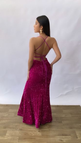 Sparkly Mermaid Halter Satin Sequin Long Prom Dress, Party Dress, Evening Dress GG2554