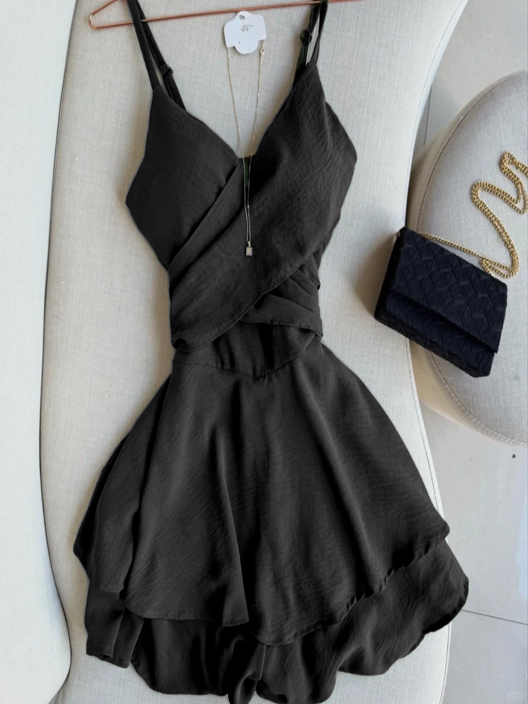 Vestido de fiesta corto de gasa con tirantes finos, corte A, elegante, para regreso a casa y cumpleaños GG2555