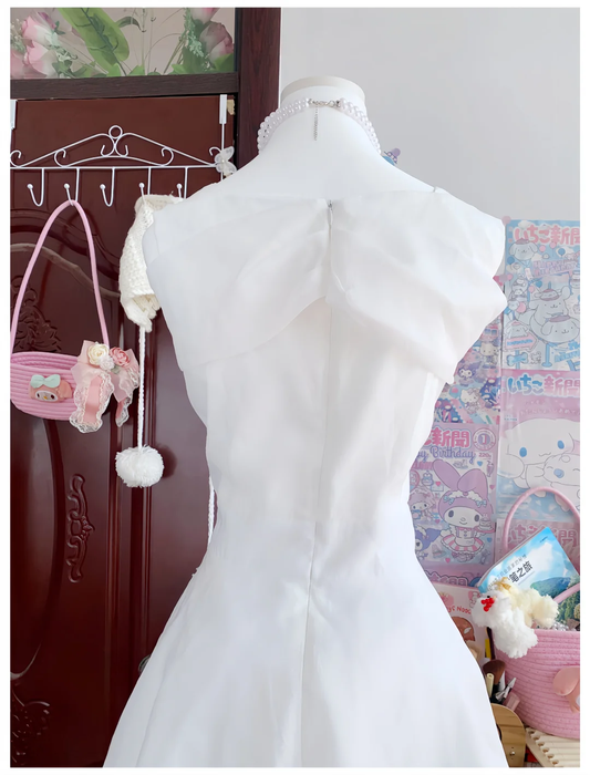 Vestido de fiesta corto elegante de gasa blanca, corte A, para regreso a casa y cumpleaños GG2557